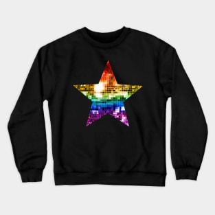 Rainbow Disco Ball Star Crewneck Sweatshirt